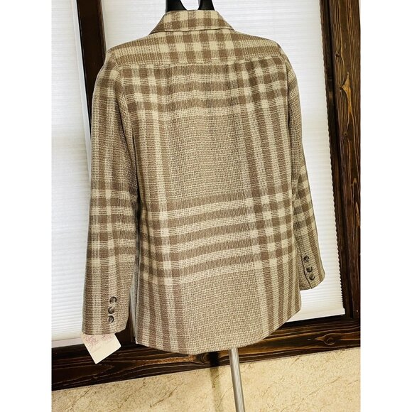 AC Sport Vintage Retro Wool Tan Brown Plaid Blazer Jacket With Tags Size 4 - Picture 2 of 12
